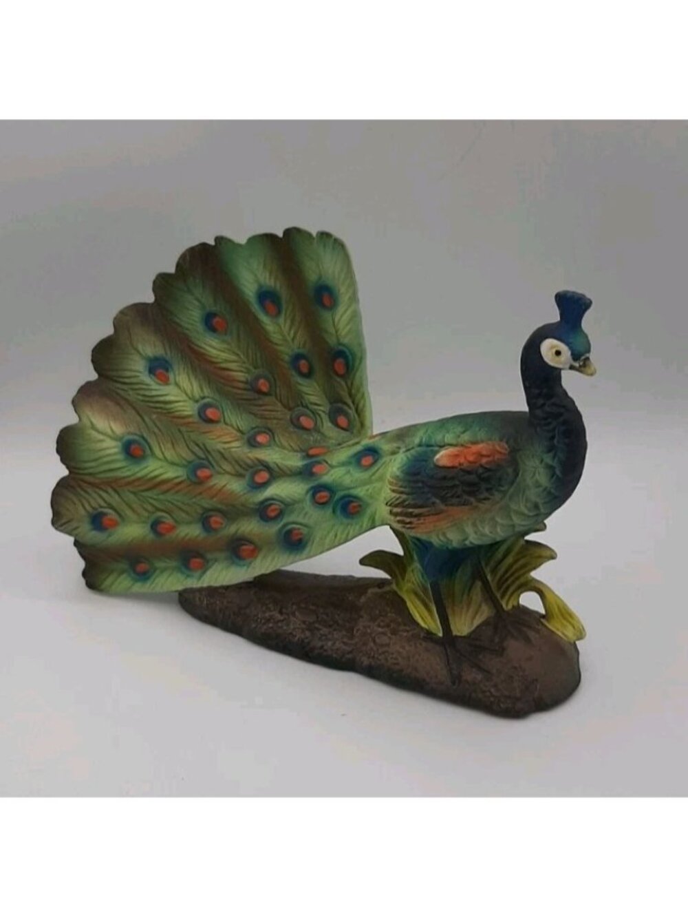 Vintage Artmark Stunning Peacock Ceramic Figurine Made In Japan 1950's 8 In Tall